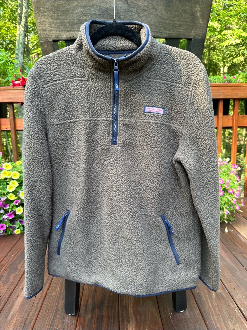 Vineyard Vines Olive Sherpa Half-Zip Pullover